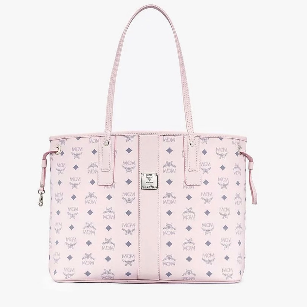 MCM Reversible Liz Shopper with pouch in Visetos~Powder Pink NWT